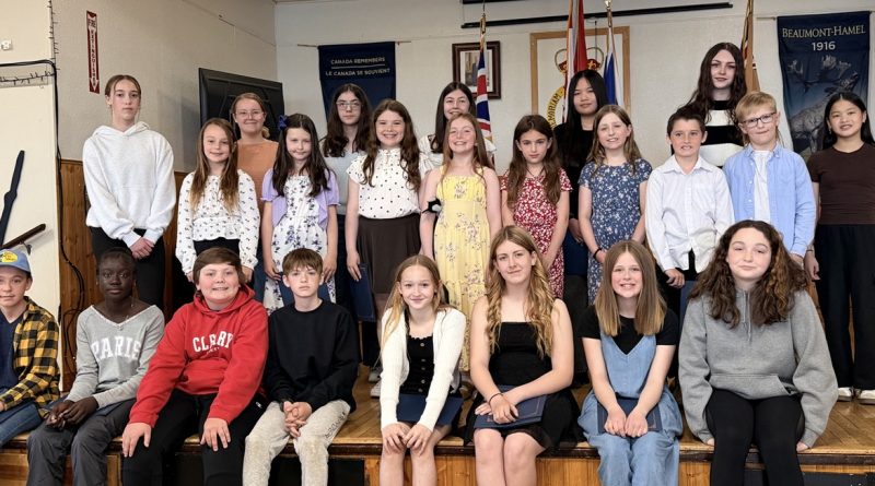 Royal Canadian Legion Youth Remebrance Contest winners 2026